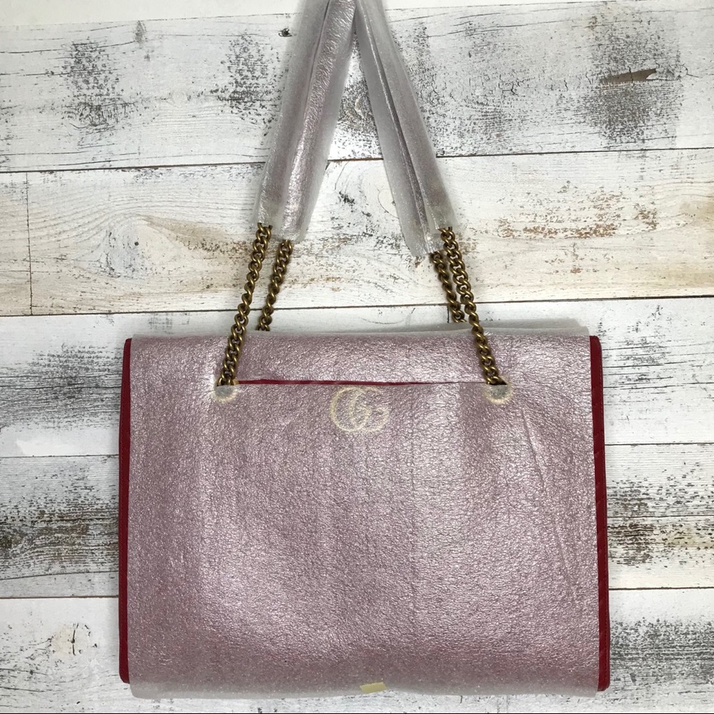 Gucci Red Quilted Medium Marmont Tote 524578 Bag - Picture 14 of 16